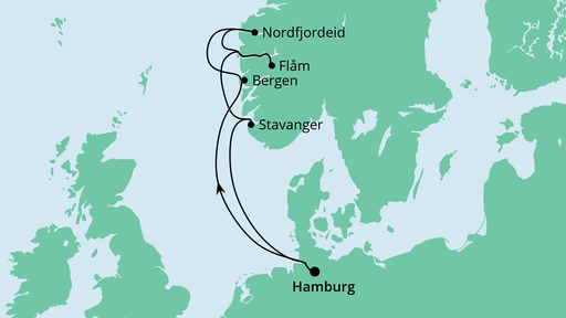 Routenverlauf für Norwegens Küste mit AIDAperla am 23.05.20 Routenverlauf für Norwegens Küste mit AIDAperla am 23.05.20
