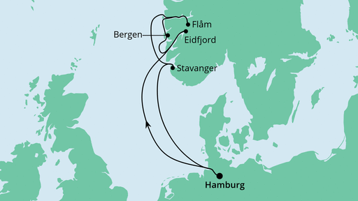 Routenverlauf für Norwegens Küste mit AIDAperla am 12.09.20 Routenverlauf für Norwegens Küste mit AIDAperla am 12.09.20