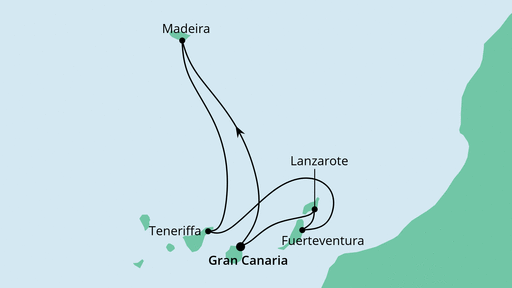 Routenverlauf für Kanarische Inseln ab Gran Canaria mit AIDAperla am 27.03.21 Routenverlauf für Kanarische Inseln ab Gran Canaria mit AIDAperla am 27.03.21