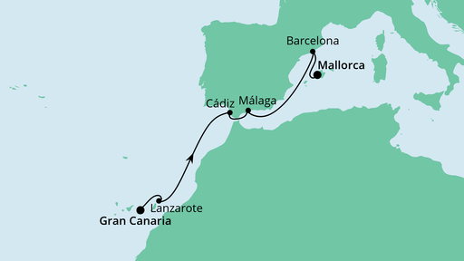 Routenverlauf für Kanarische Inseln ab Gran Canaria mit AIDAperla am 03.04.21 Routenverlauf für Kanarische Inseln ab Gran Canaria mit AIDAperla am 03.04.21