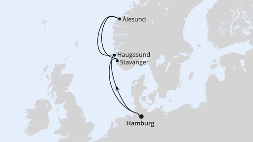 Routenverlauf für Norwegen ab Hamburg mit AIDAperla am 06.06.26 Routenverlauf für Norwegen ab Hamburg mit AIDAperla am 06.06.26