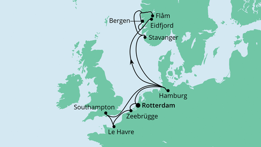 Routenverlauf für Metropolen & Norwegen mit AIDAperla am 30.07.20 Routenverlauf für Metropolen & Norwegen mit AIDAperla am 30.07.20