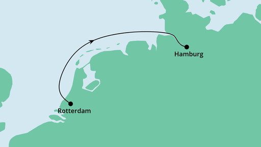 Routenverlauf für Kurzreise von Rotterdam nach Hamburg mit AIDAprima am 25.11.21 Routenverlauf für Kurzreise von Rotterdam nach Hamburg mit AIDAprima am 25.11.21