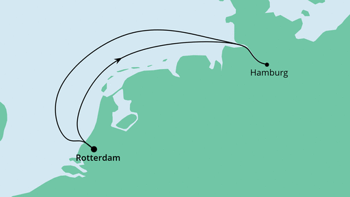 Routenverlauf für Kurzreise ab Rotterdam mit AIDAprima am 25.11.21 Routenverlauf für Kurzreise ab Rotterdam mit AIDAprima am 25.11.21