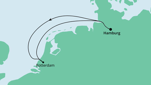Routenverlauf für Kurzreise nach Rotterdam mit AIDAprima am 07.02.22 Routenverlauf für Kurzreise nach Rotterdam mit AIDAprima am 07.02.22