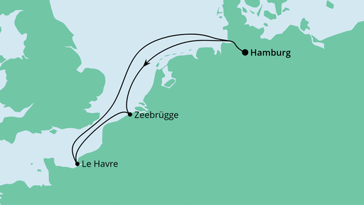 Routenverlauf für Kurzreise ab Hamburg mit AIDAprima am 29.01.22