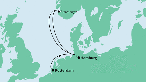 Routenverlauf für Von Rotterdam nach Hamburg mit AIDAprima am 02.11.23 Routenverlauf für Von Rotterdam nach Hamburg mit AIDAprima am 02.11.23