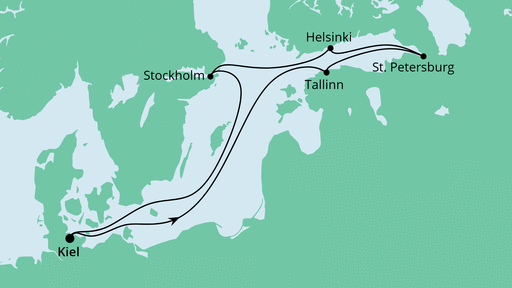 Routenverlauf für Ostsee ab Kiel mit AIDAprima am 25.07.20 Routenverlauf für Ostsee ab Kiel mit AIDAprima am 25.07.20
