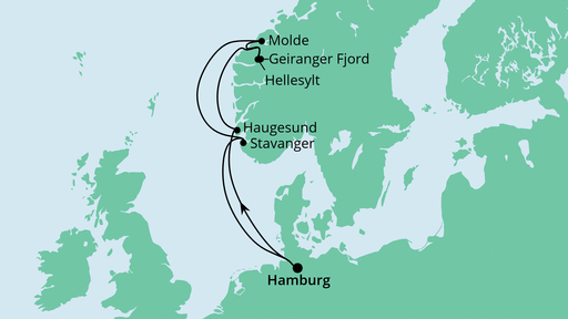 Routenverlauf für Ahoi Tour ab Kiel mit AIDAprima am 18.09.21