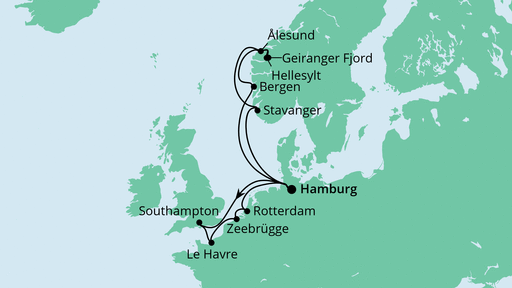 Routenverlauf für Große Ahoi Tour ab Kiel mit AIDAprima am 09.10.21 Routenverlauf für Große Ahoi Tour ab Kiel mit AIDAprima am 09.10.21