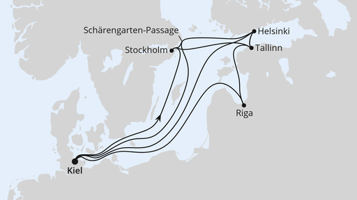 Routenverlauf für Große Ostsee-Reise zu Weihnachten ab Kiel mit AIDAprima am 11.12.25 Routenverlauf für Große Ostsee-Reise zu Weihnachten ab Kiel mit AIDAprima am 11.12.25