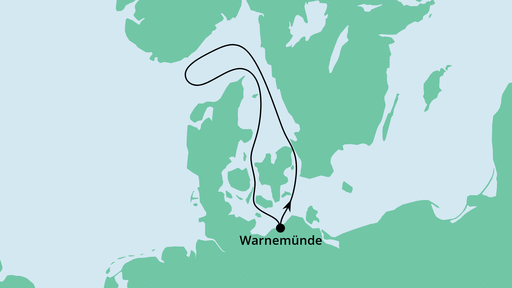 Routenverlauf für Ahoi Tour ab Warnemünde 1 mit AIDAsol am 01.07.21 Routenverlauf für Ahoi Tour ab Warnemünde 1 mit AIDAsol am 01.07.21