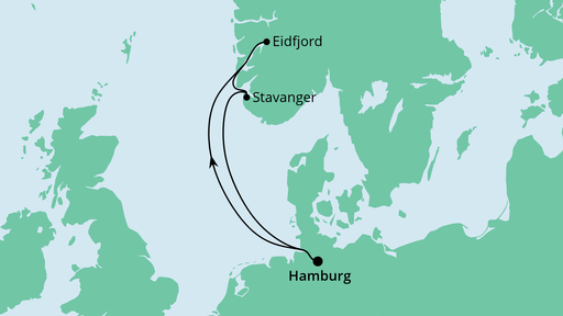 Routenverlauf für Norwegen ab Hamburg 2 mit AIDAsol am 02.09.22 Routenverlauf für Norwegen ab Hamburg 2 mit AIDAsol am 02.09.22