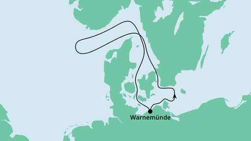 Routenverlauf für Ahoi Tour ab Warnemünde 3 mit AIDAsol am 11.07.21 Routenverlauf für Ahoi Tour ab Warnemünde 3 mit AIDAsol am 11.07.21
