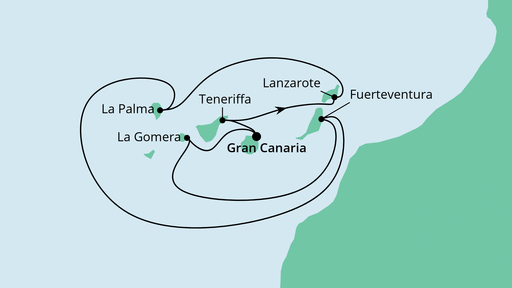 Routenverlauf für Kanaren mit La Gomera mit AIDAsol am 20.11.22 Routenverlauf für Kanaren mit La Gomera mit AIDAsol am 20.11.22