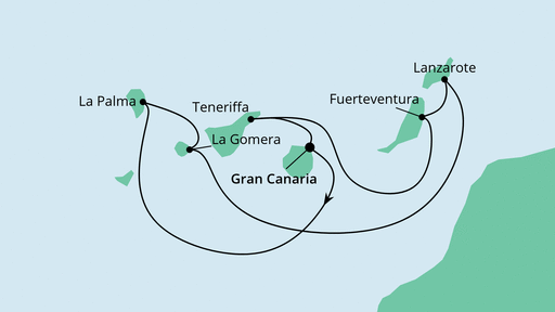 Routenverlauf für Kanaren mit La Gomera mit AIDAsol am 26.03.23