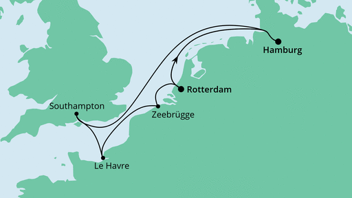 Routenverlauf für Von Rotterdam nach Hamburg mit AIDAsol am 01.04.21 Routenverlauf für Von Rotterdam nach Hamburg mit AIDAsol am 01.04.21