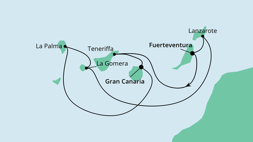 Routenverlauf für Von Fuerteventura nach Gran Canaria mit AIDAsol am 24.03.23