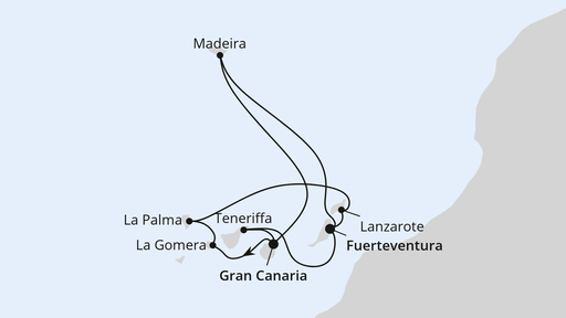 Routenverlauf für Große Rundreise Kanaren & Madeira mit AIDAsol am 20.02.28