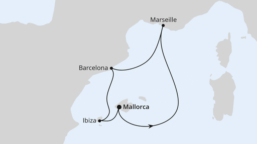 Routenverlauf für Kurzreise nach Frankreich & Spanien mit AIDAstella am 19.09.24 Routenverlauf für Kurzreise nach Frankreich & Spanien mit AIDAstella am 19.09.24