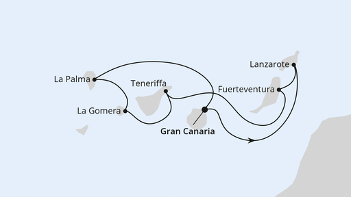 Routenverlauf für Kanaren mit La Gomera mit AIDAstella am 24.12.23 Routenverlauf für Kanaren mit La Gomera mit AIDAstella am 24.12.23
