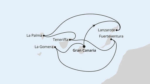Routenverlauf für Kanaren mit La Gomera mit AIDAstella am 18.02.24