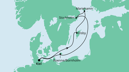 Routenverlauf für Inseln der Ostsee mit AIDAvita am 02.05.21 Routenverlauf für Inseln der Ostsee mit AIDAvita am 02.05.21