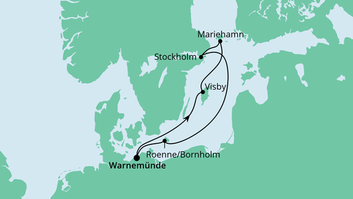 Routenverlauf für Inseln der Ostsee 1 mit AIDAvita am 22.05.22 Routenverlauf für Inseln der Ostsee 1 mit AIDAvita am 22.05.22