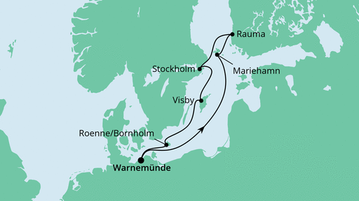 Routenverlauf für Inseln der Ostsee 2 mit AIDAvita am 06.07.22 Routenverlauf für Inseln der Ostsee 2 mit AIDAvita am 06.07.22