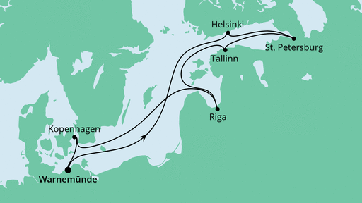 Routenverlauf für Städte der Ostsee mit AIDAvita am 25.06.21 Routenverlauf für Städte der Ostsee mit AIDAvita am 25.06.21