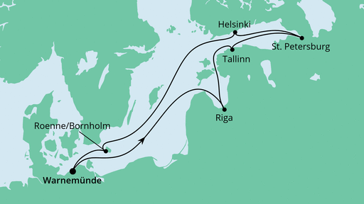 Routenverlauf für Städte der Ostsee mit AIDAvita am 15.07.21 Routenverlauf für Städte der Ostsee mit AIDAvita am 15.07.21