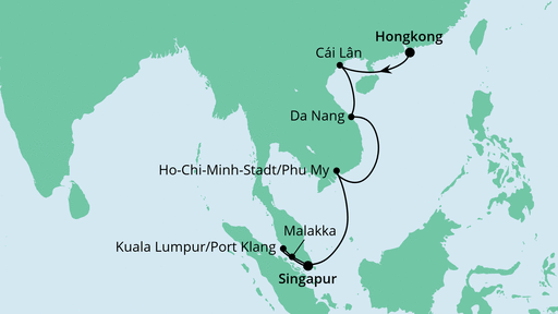 Routenverlauf für Vietnam Rundreise 2 mit AIDAvita am 10.12.20 Routenverlauf für Vietnam Rundreise 2 mit AIDAvita am 10.12.20