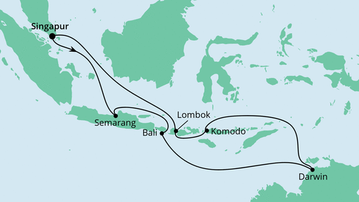 Routenverlauf für Australien & Indonesien 2 mit AIDAvita am 21.12.20 Routenverlauf für Australien & Indonesien 2 mit AIDAvita am 21.12.20